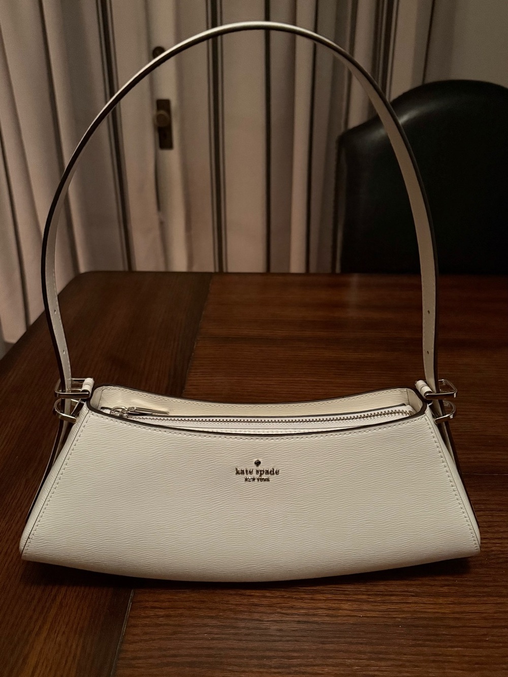 kate spade ♠️ the Frankie, Meringue Textured Patent Leather Shoulder Bag